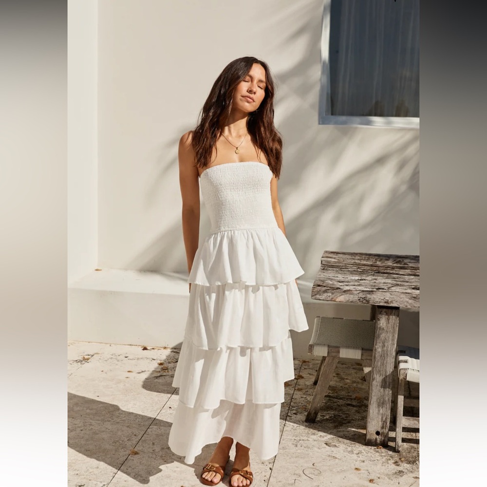 Fortunate One GLASS SLIPPER STRAPLESS MAXI DRESS WHITE